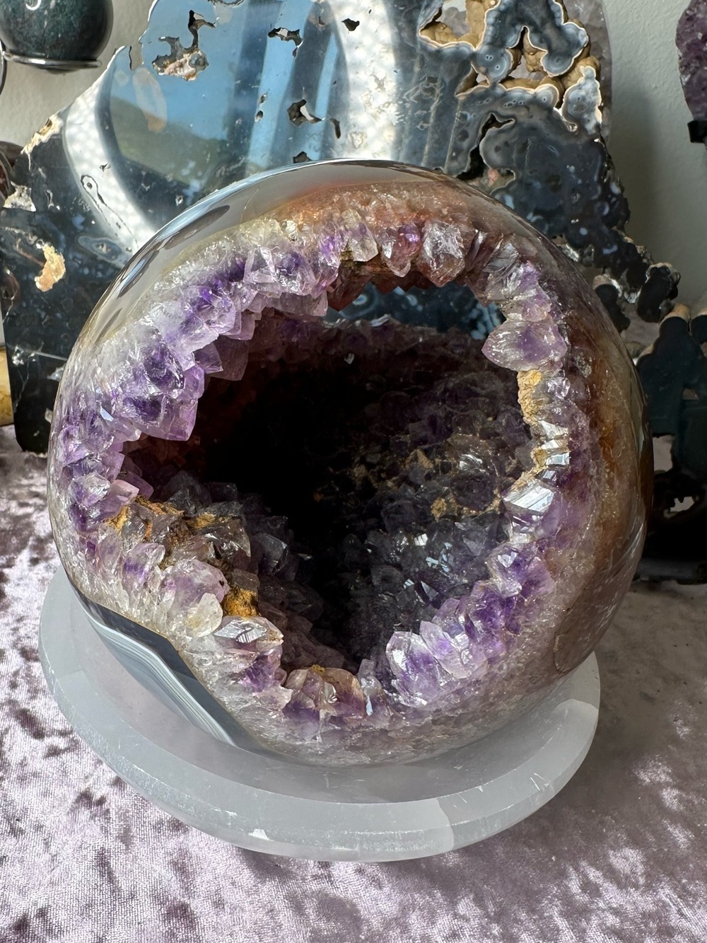 Amethyst Geode sphere ~6lbs AGS49